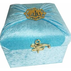 M285M - Mühürlü Cep Boy Kadife Sandıklı Mealli Kuran-ı Kerim - Mavi - Ayfa Basın Yayın