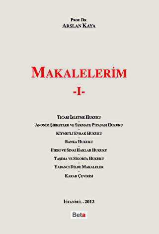 Makalelerim 1 - Beta Yayınevi