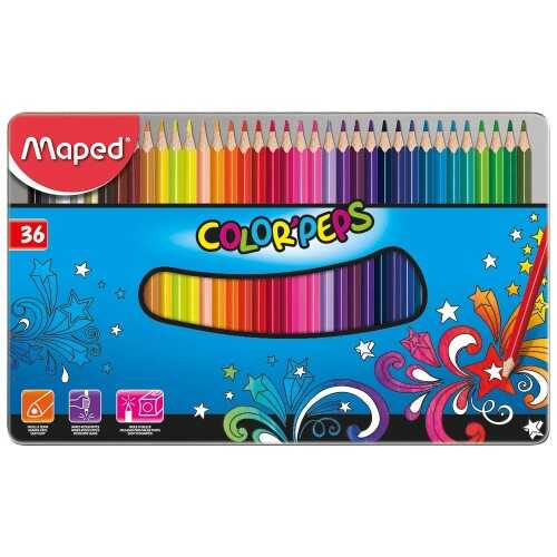 Maped Kuru Boya 36Lı Metalik Kutu - Maped