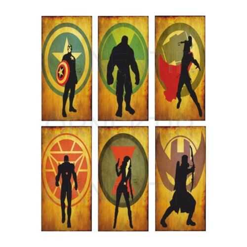 Marvel Süper Kahramanlar 6Lı Mini Retro Ahşap Poster Seti