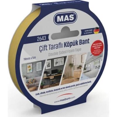 Mas 2643 Çift Taraflı Köpük Bant - 19mm x 5m - 1