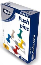 Mas 315 Renkli Harita Çivisi Silindirik - MAS Kırtasiye