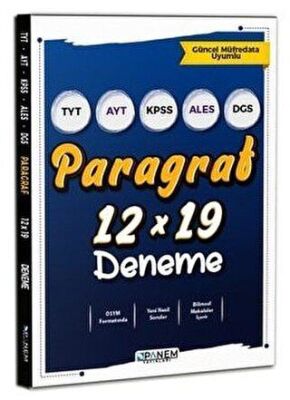 Panem Yayınları TYT AYT KPSS ALES DGS Paragraf 12x19 Deneme - 1