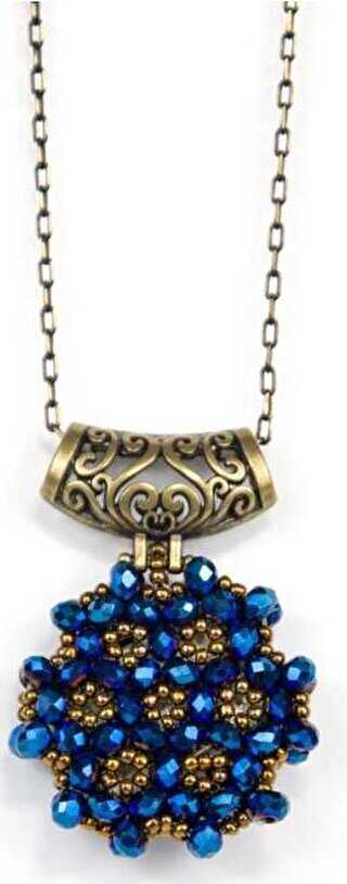 Mavi Cevşen Kolye Kristal, Yuvarlak - 1