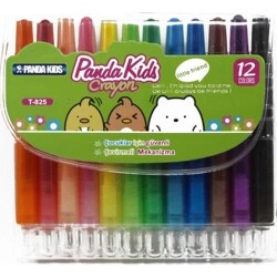 Maxx T-825 Panda Kids Çevirmeli Mum Boya 12Li Paket - MAXX