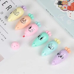 MDS Çantalı Havuç Şekilli Pastel Desenli Fosforlu Kalem 6Lı - MDS