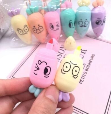 MDS Çantalı Havuç Şekilli Pastel Desenli Fosforlu Kalem 6Lı - 2