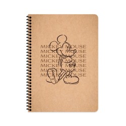 Mickey Mouse Kraft Defter Çizgili Spiralli 80 Yaprak 20x28 Cm - 1