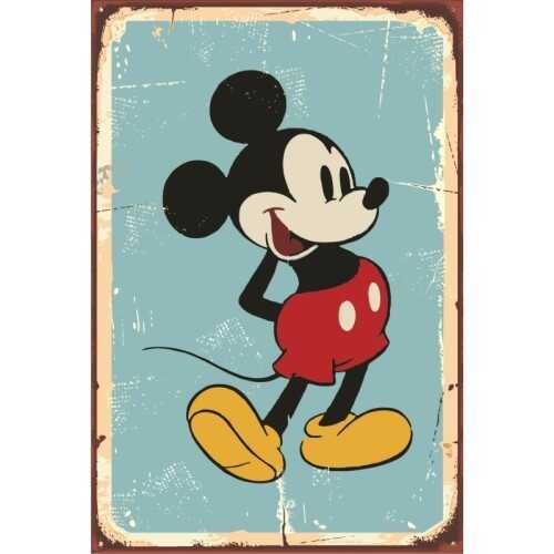 Micky Mouse Retro Vintage Ahşap Poster