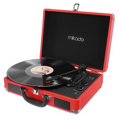 Mikado Nostalgia MN-P317 Kırmızı Pikap+Rca+Bluetooth Destekli Müzik Kutusu - 1