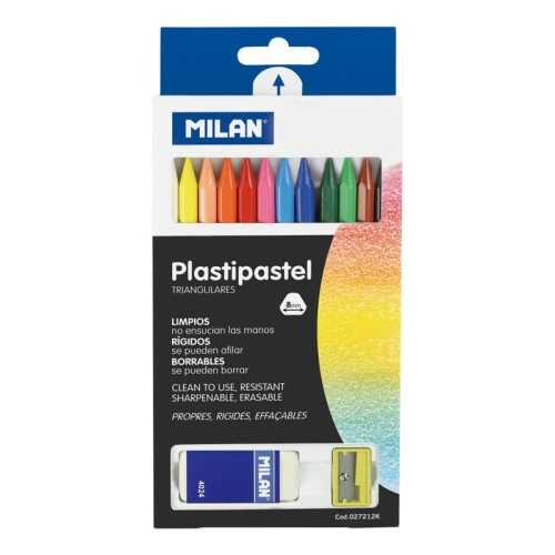 Milan Plastipastel Pastel Boya Kalemi 12Li + Silgi + Kalemtraş