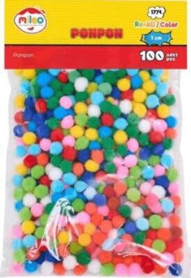Mileo 1774 Ponpon Standart Renkler 1cm 100lü - 1