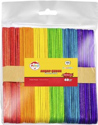 Mileo 1831 Ahşap Çubuk - Kare 114 x 10 x 2 mm - Renkli - 1