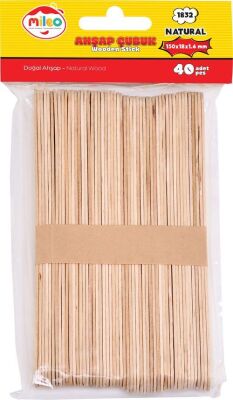 Mileo 1832 Ahşap Çubuk Kare 150x18x1,6 mm - Naturel - 1
