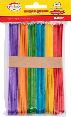 Mileo 1833 Ahşap Çubuk Kare 150x18 x1,6 mm - Renkli - 1
