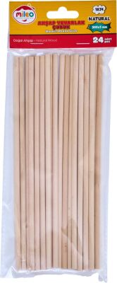 Mileo 1834 Ahşap Çubuk - Yuvarlak 5 x 200 mm - Naturel - 1