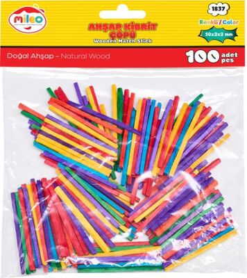Mileo 1837 Ahşap Çubuk-Kibrit Çöpü 2x2x50 mm-Renkli - 1