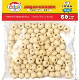 Mileo 1840 Ahşap Boncuk 10mm 50Li Naturel - 1