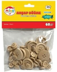 Mileo 1844 Ahşap Düğme 1,2 2,5mm Karma 60lı Naturel - MAS Kırtasiye
