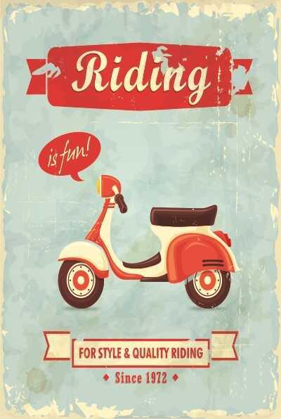 Motora Binmek Eğlencelidir Retro Vintage Ahşap Poster