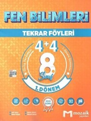 Mozaik Yayınları 8. Sınıf Fen Bilimleri 4 + 4 Tekrar Föyü Özel Baskı - Mozaik Yayınları