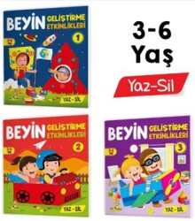3-6 Yaş Beyin Geliştirme Etkinlikleri YAZ-SİL Kitaplar Zeka Testleri, Dikkat Geliştirme, Kalem Tutma Becerisi, Mantıksal Düşünme, Bilişsel Beceriler - Yükselen Zeka Yayınları