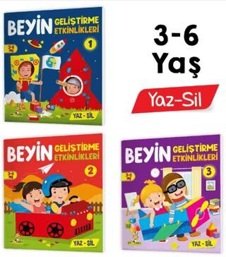 3-6 Yaş Beyin Geliştirme Etkinlikleri YAZ-SİL Kitaplar Zeka Testleri, Dikkat Geliştirme, Kalem Tutma Becerisi, Mantıksal Düşünme, Bilişsel Beceriler - 1