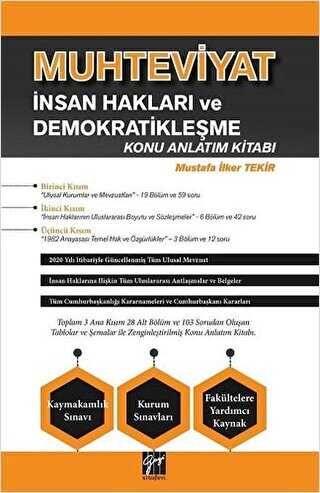 Muhteviyat İnsan Hakları ve Demokratikleşme Konu Anlatım Kitabı - Gazi Kitabevi