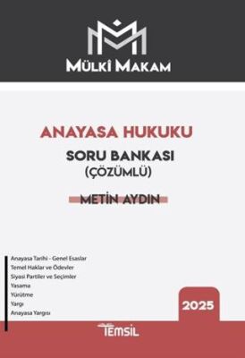 Temsil Kitap Mülki Makam Anayasa Hukuku Çözümlü Soru Bankası - 1