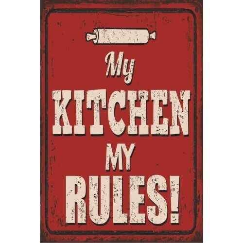 My Kitchen My Rules Benim Mutfağım Benim Kuralım Retro Vintage Ahşap Poster