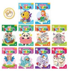 Neşeli Boyama Seti 10 Kitap - Dokuz Çocuk