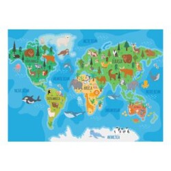 Neverland Hayvan Dünya Haritası Puzzle 100 Parça NL412 - Neverland