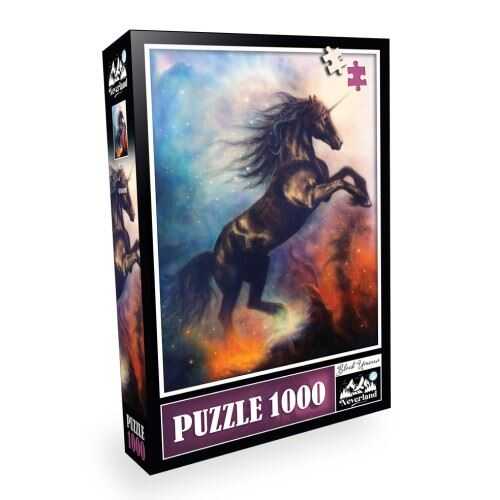 Neverland Puzzle Black Unicorn Siyah Tek Boynuzlu At 1000 Parça