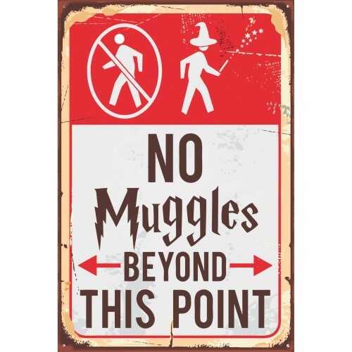 No Muggles Beyond This Point Retro Ahşap Poster
