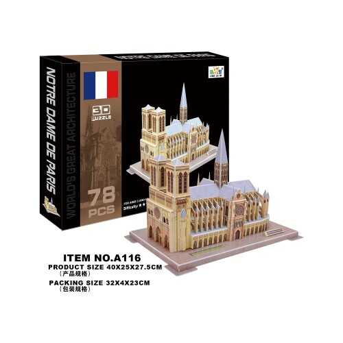 Notre Dame De Paris 78 Parça 3D Puzzle