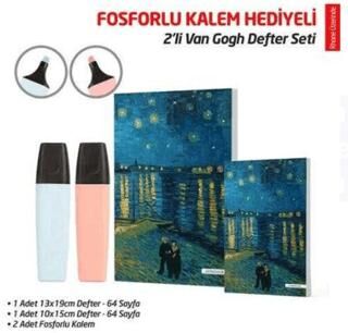 NTT - 2`li Van Gogh Defter Seti - Rhone Üzerinde - 2`li Fosforlu Kalem Hediyeli - 1