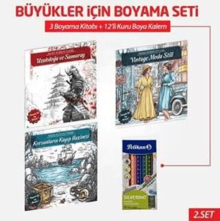NTT 3 Kitap + Boyama Kalemi Büyükler İçin Boyama 2. Set - 1