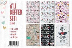 6`lı Defter Seti - Love - Note The Time