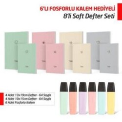 NTT - 8`li Soft Defter Seti 6`lı Fosforlu Kalem Hediyeli - Note The Time