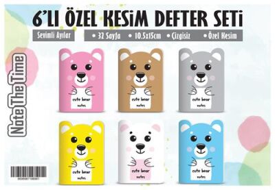 NTT - Özel Kesim Defter - 6`lı Set Sevimli Ayılar - 1
