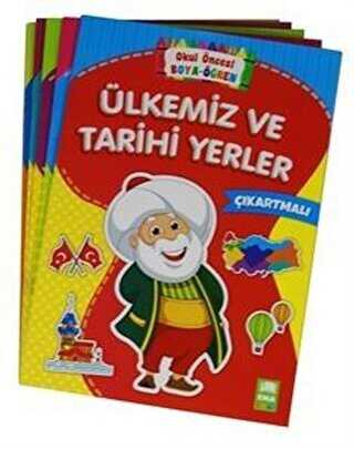 Okul Öncesi Boya Öğren Seti Çıkartmalı-5 Kitap Takım - Ema Çocuk