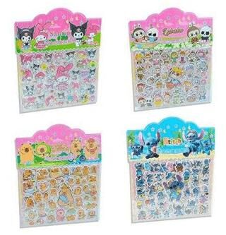 Omt Kuromi-Capibara-Stich-Labubu 4Lü Sticker Set - 1