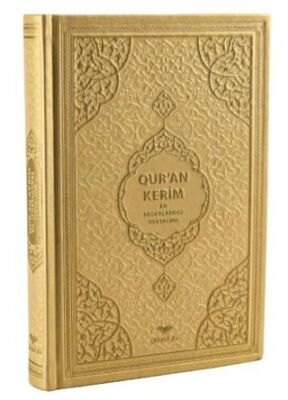 Orta Boy Medine Hatlı Flemenkçe Tepe Varaklı Termo Deri Kuran-ı Kerim Meali Gold 13674 - 1