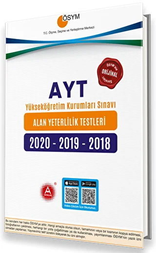 A Yayınları ÖSYM 2020-2019-2018 AYT Video Çözümlü Tıpkı Basım Orijinal Çıkmış Sorular