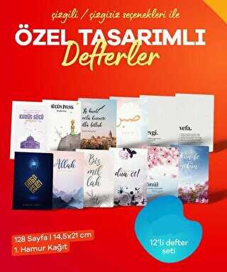 Özel Tasarımlı 12’li Defter - Çizgili - Hobbi Tasarım