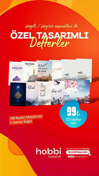 Özel Tasarımlı 12’li Defter - Çizgisiz - Hobbi Tasarım