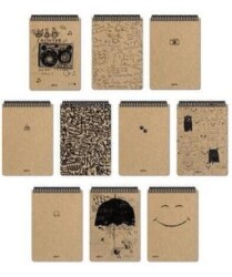 Papirus Kraft 16X23 Spiralli Sert Kapak Bloknot 100 Yaprak Kareli - Colornote Papirüs