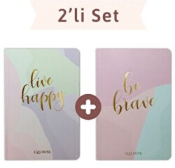 Pastel Çizgili Twins 2 Defter Takım - Elaspaper