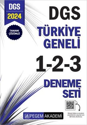 Pegem Akademi Yayıncılık 2024 DGS Tamamı Çözümlü Türkiye Geneli 1-2-3 3`lü Deneme Seti