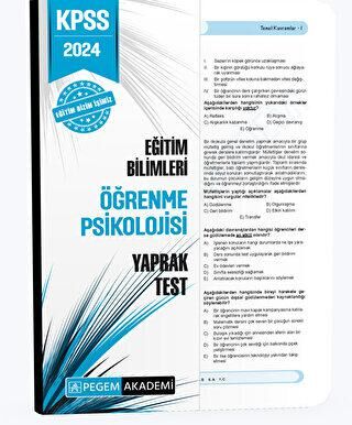 2024 KPSS Eğitim Bilimleri Öğrenme Psikolojisi Yaprak Test - 1